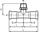 Drawing for male out  tee press fitting 