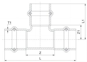 V Profile 316L Stainless Steel Equal Tee  Press Fitting - Stainless Steel Press Fitting - 1