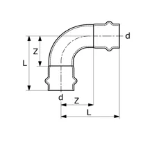 V Profile Stainless Steel 90 Degree Elbow Pipe Press Fitting - Stainless Steel Press Fitting - 1