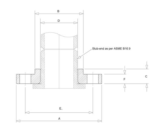 Lap Joint Flanges Dimensions Drawing
