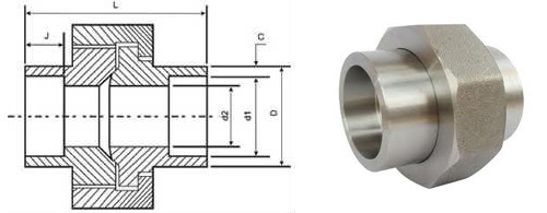 Socket Weld Union Dimension Drawing