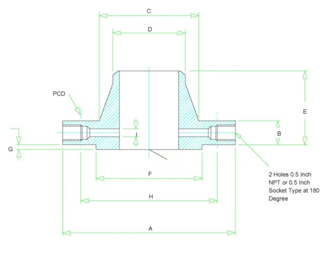 Stainless Steel Orifice Flange Dimension Drawing