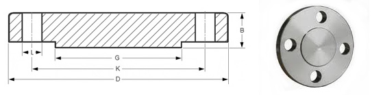 Stainless steel Blind Flange Dimension drawing