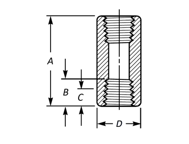 Threaded Full Coupling Dimensions Drawing