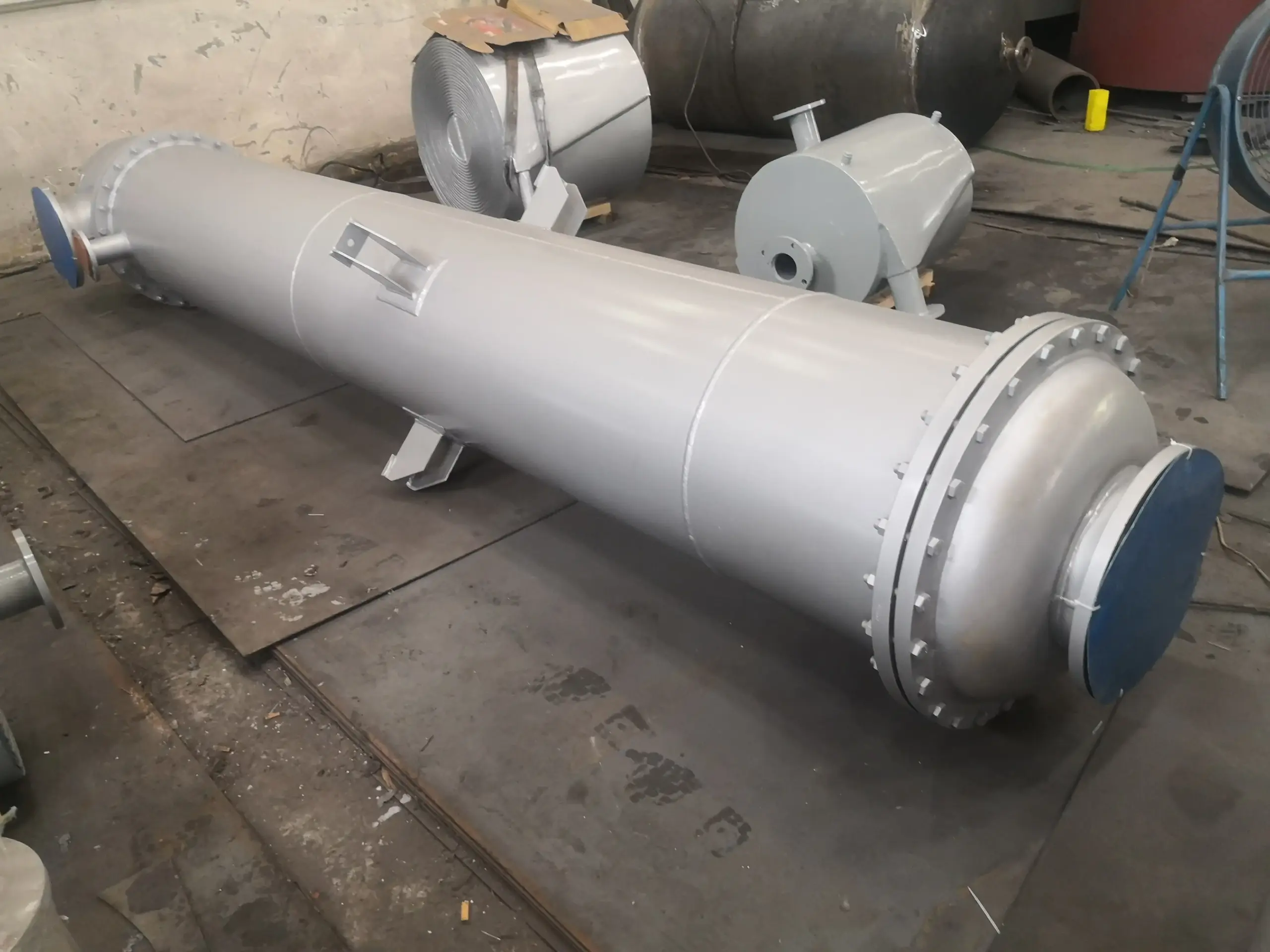 stainless steel pipes installed in an industrial cooling system