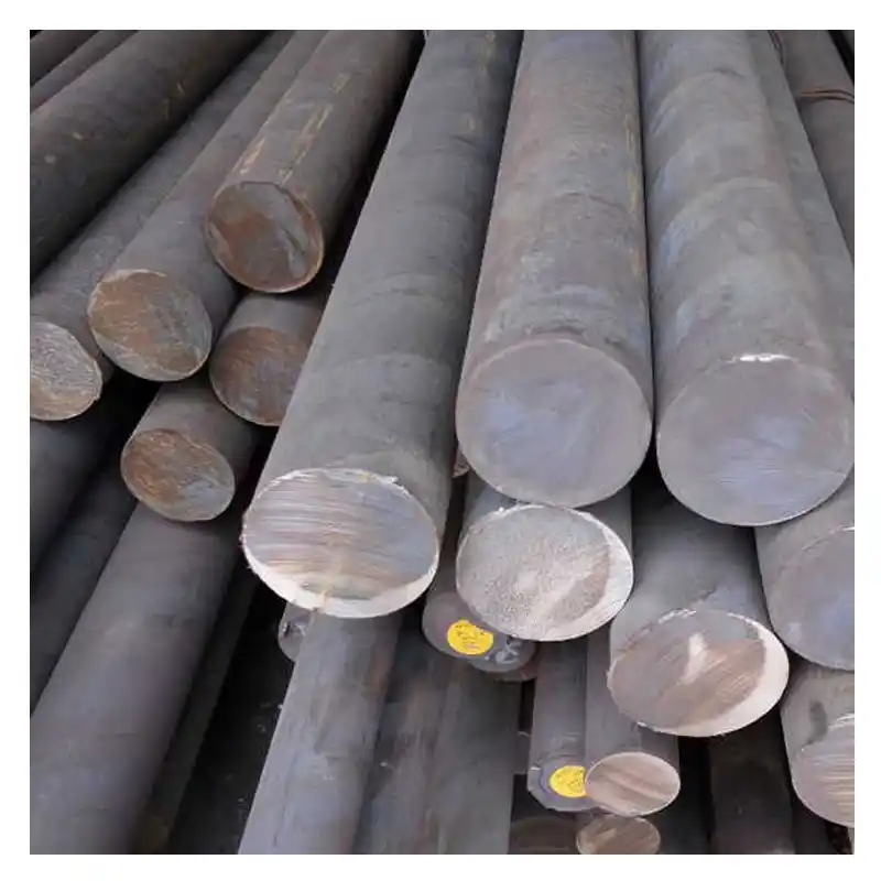2507 stainless steel F53 round bars stacked in a warehouse