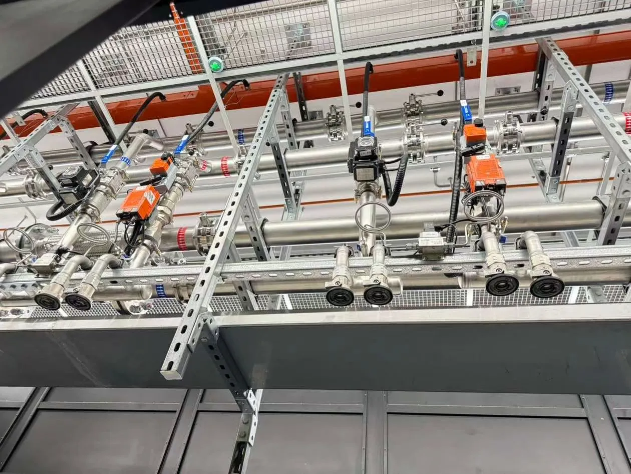 Image of stainless steel tubes used in a data center cooling system
