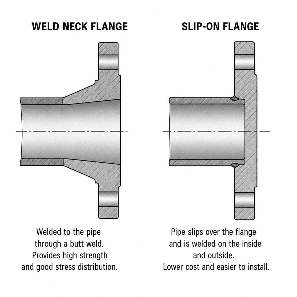 Comparing Weld Neck and Slip-On Flanges