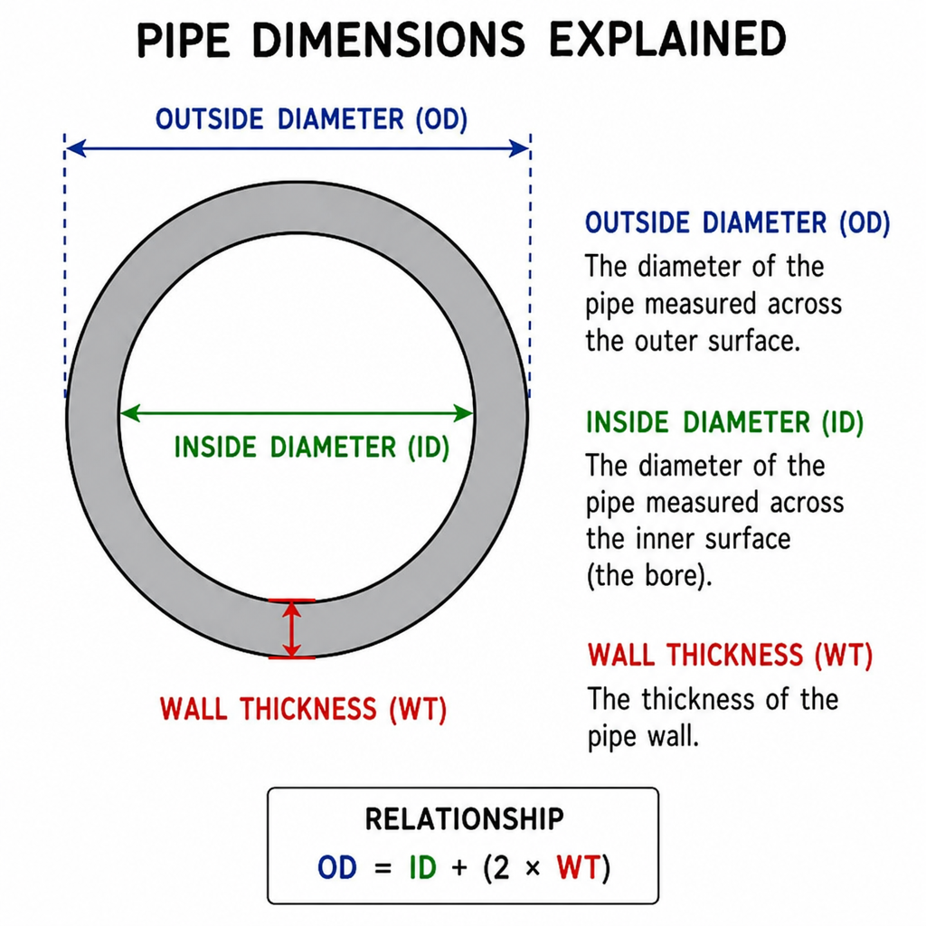 General pipeline and tube size chart